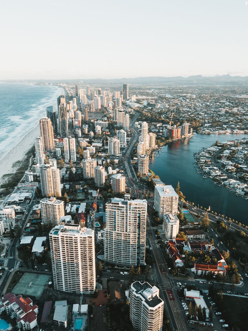 The Gold Coast's towers and waterways seen from above